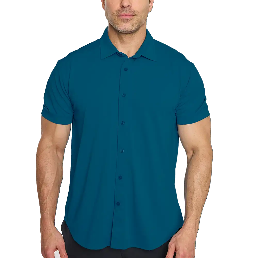 Men's Cooling Button Down Shirt - Short Sleeve - CLOSEOUT